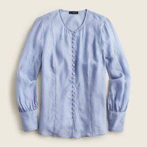 J. Crew Eco Cupro Blend Covered Button Top in Beachside Blue Size 2 NWT